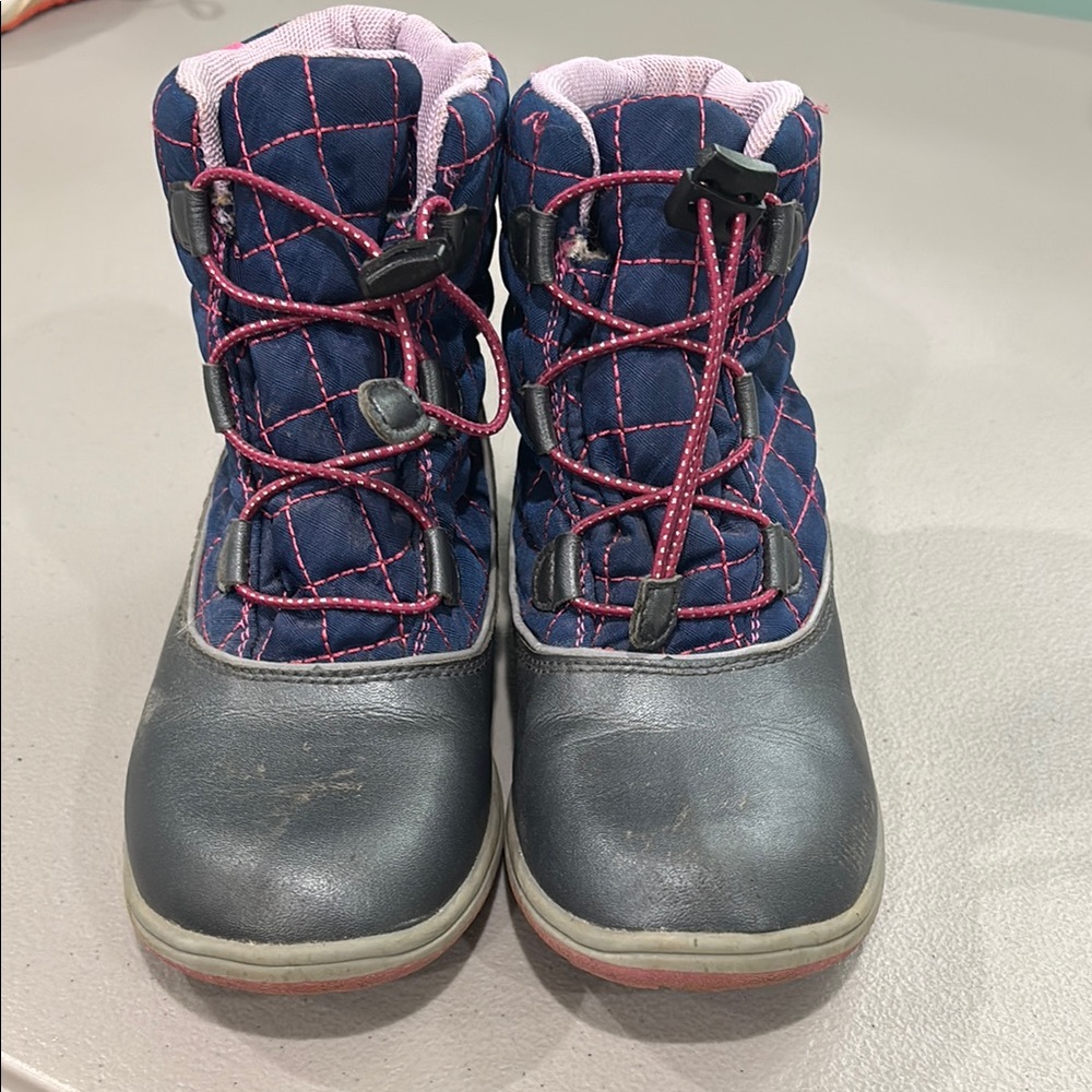 Kids' Navy and Pink Quilted Boots